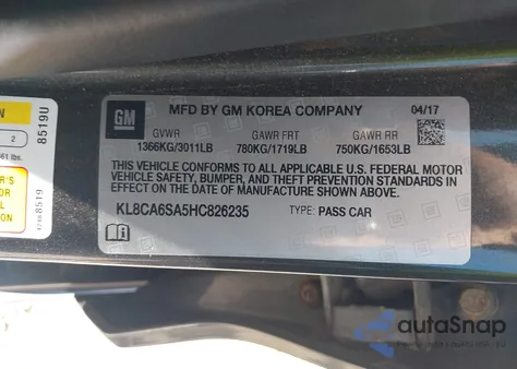 2017 Chevrolet Spark Ls Manual from USA, damaged, VIN KL8CA6SA5HC826235